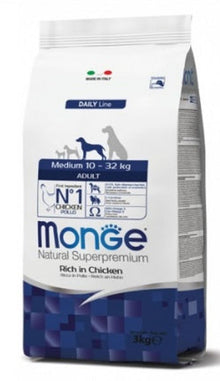 מונג' בוגר גזע בינוני עוף מזון לכלב Monge במשקל 12 ק"ג